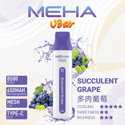 MEHA VBar 魅嗨小白條 8500 3% 醇熟尼古丁鹽 順滑入喉解癮更到位 小白條輕盈手感 綻放純粹果香 650mAh長效續航始終如一 台灣現貨:圖片 8